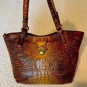 Brahmin Crocodile Embossed Leather Tote